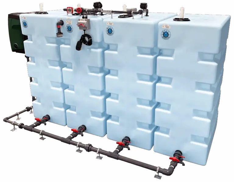 Well Watcher™ 4 Tank Vertical System with an external DAB E.SYBOX 2HP Pump to provide consistent output pressure as a solution for a low-producing well