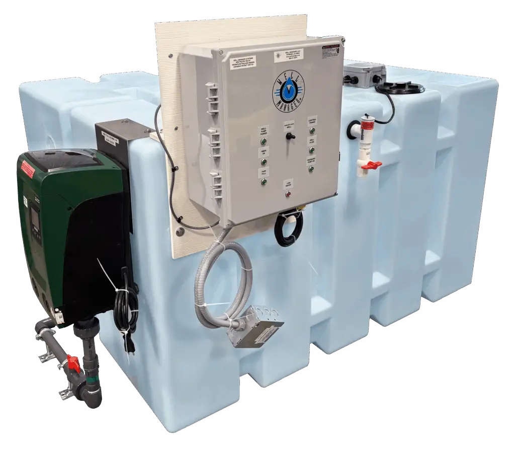 Well Manager® Two Tank Horizontal System with an External DAB Mini 3 providing reliable water solutions for low-producing wells giving homes consistent water pressure