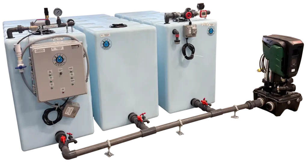 Hybrid Well Manager® and Well Watcher™ 3 tank horizontal system. Manages two different wells with differing yields